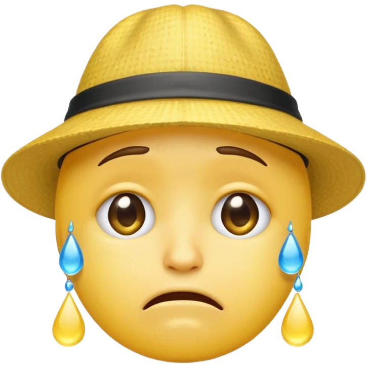 A emoji cry with a hat emoji