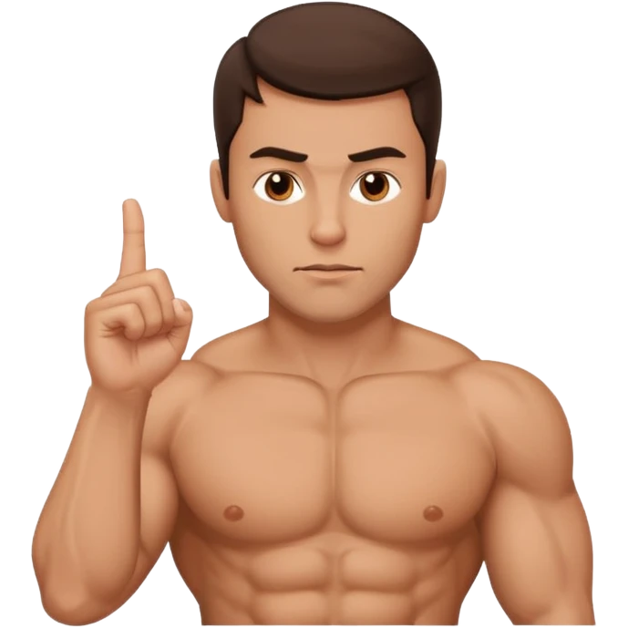 Middle finger muscular brunette man emoji