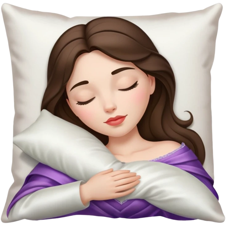 sleeping beauty brunette white girl with a silk pillow emoji