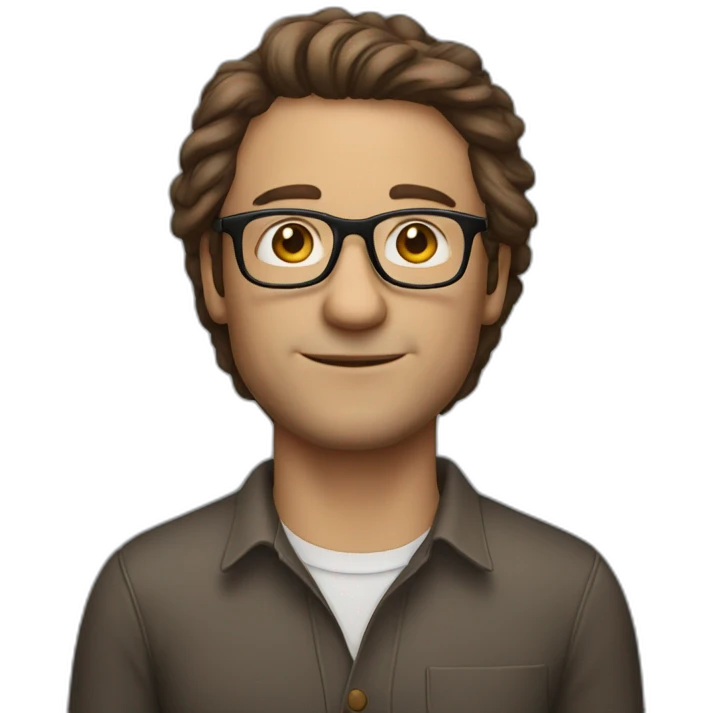 a man wuth glasses 40 years tall brown hair  emoji