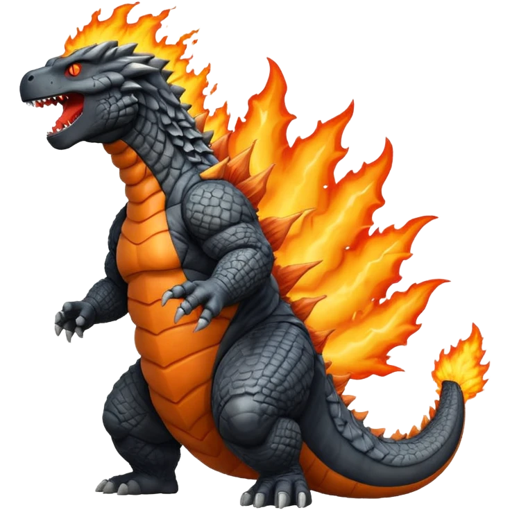 A Godzilla with fire in mouth emoji