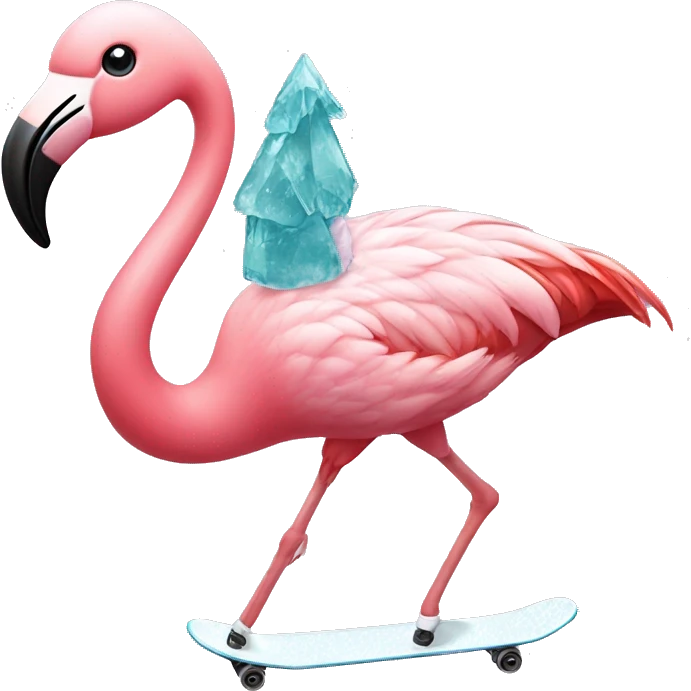 Flamingo ice skating emoji
