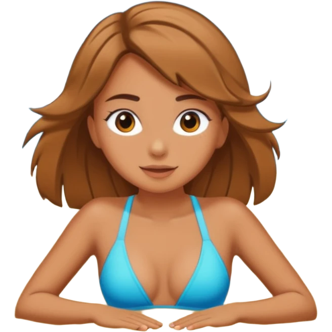 Chica tomando el sol en una playa emoji