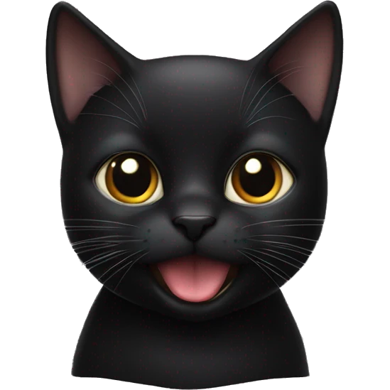 A silly black cat with his tongue barely sticking out￼ emoji