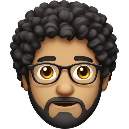 A Greek guy with black hair with curly hair and glasses and a beard emoji