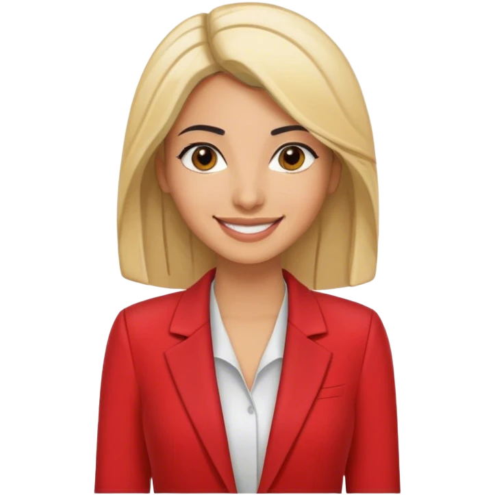 birthday arab women with blond and black hair smiling. She dressed with a red blazer emoji