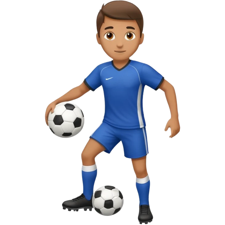 a guy with soccer equipment and a soccer ball ready for a pickup game emoji