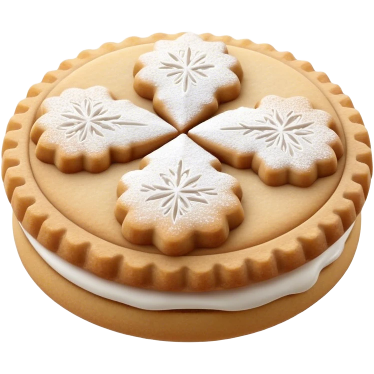 Ma'amoul Cinematic Realistic Ma'amoul Dessert Emoji, depicted as one or two delicate, date-filled cookies lightly dusted with powdered sugar, rendered with intricate textures and warm, inviting lighting. emoji