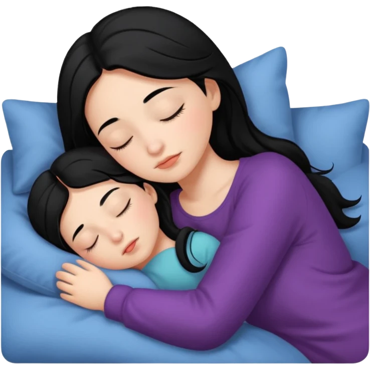 a girl with black hair is sleeping emoji