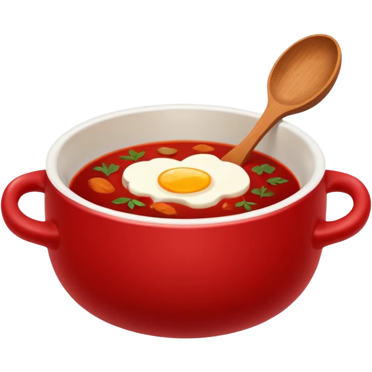 Russian cuisine avatar in clean emoji-style illustration. Borscht bowl, rye bread, warm red tones, simple shapes, flat design, high contrast, friendly and bold. emoji