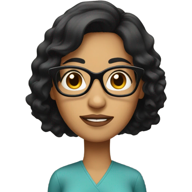 black-haired woman with glasses emoji