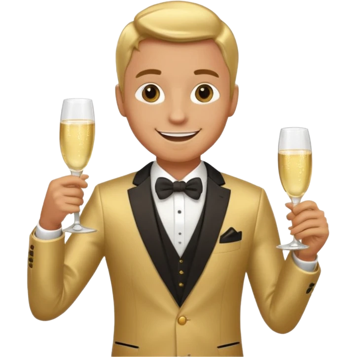 Man with shampane glass in golt suit emoji