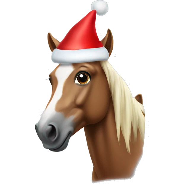 Horse with Christmas hat emoji