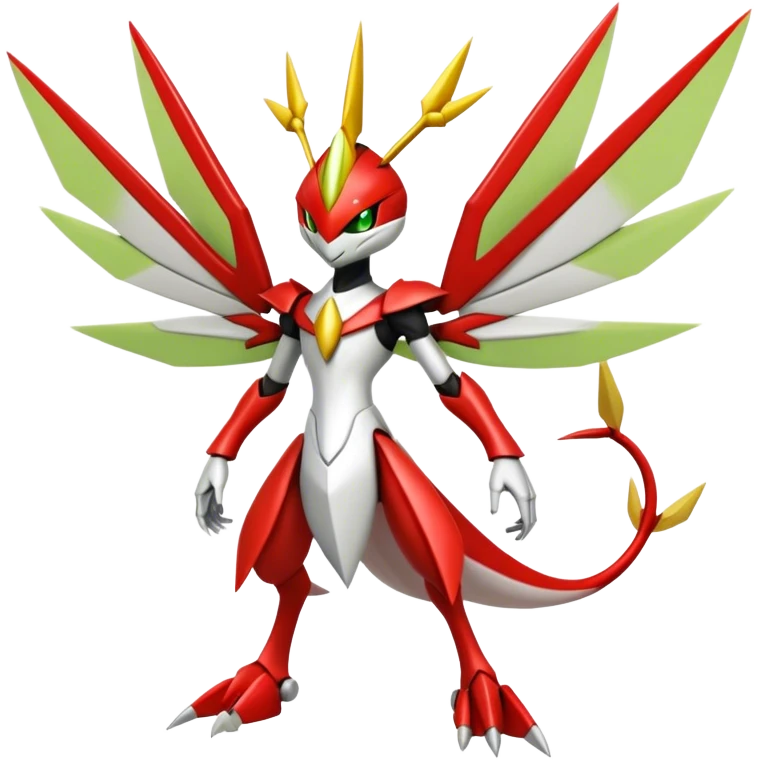 Cute Cool Edgy Shiny Ethereal Legendary Kartana-Digimon-Scizor-hybrid full body emoji