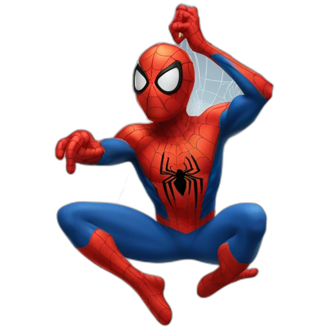 spiderman who weaves a web upwards and hangs from it emoji