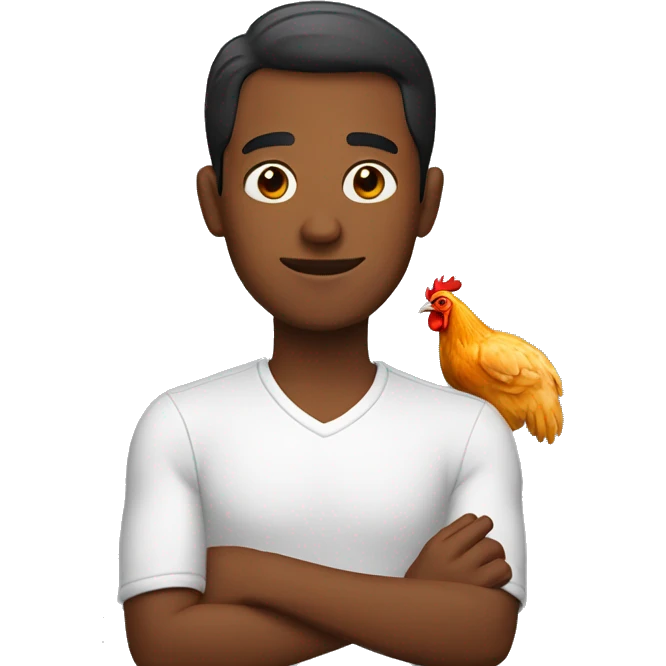 Brown skin man borrowing chicken  emoji