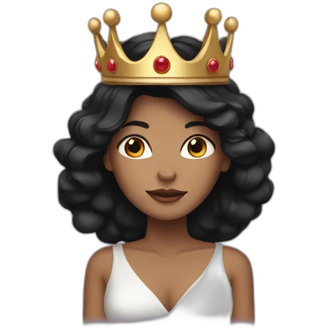 Women whit black hair and crown emoji
