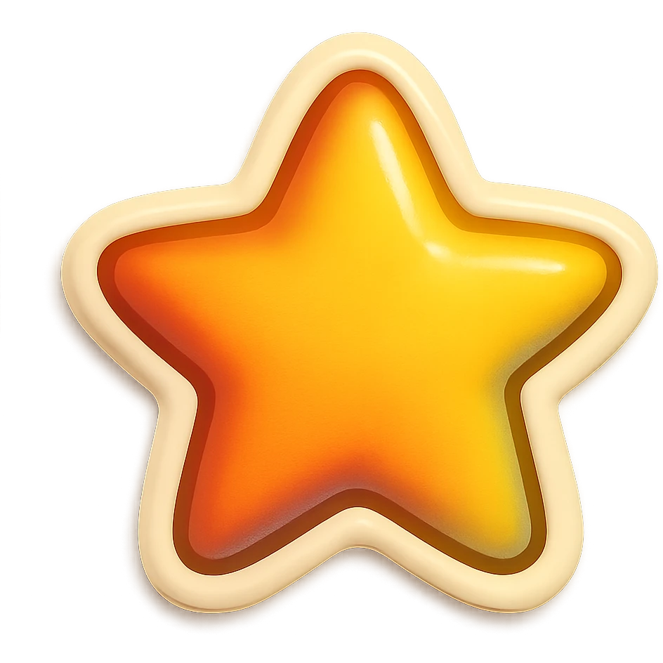 cartoon style sticker of a single star symbol, simple and clear, no text emoji