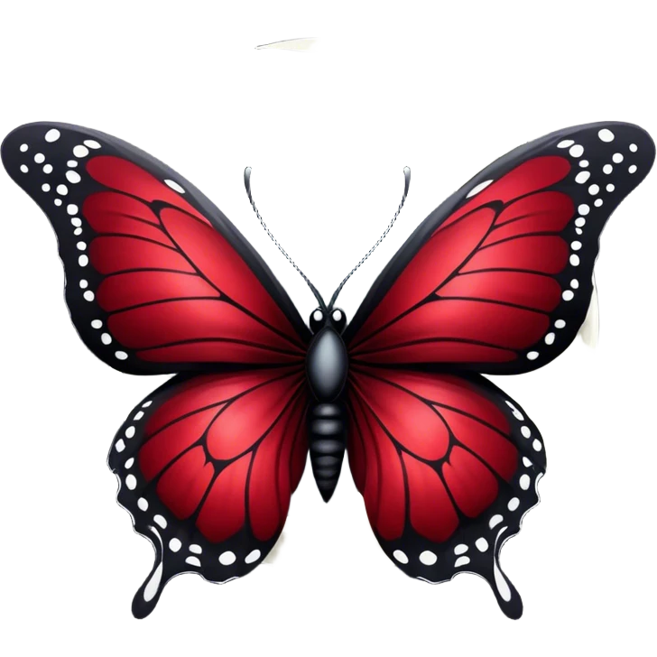 Gothic-style butterfly with dark red silk wings, and a black moon in the background emoji