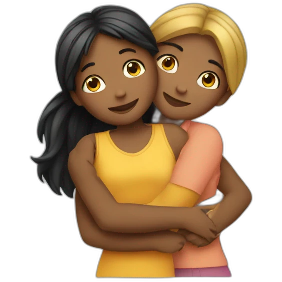 Two girls hugging  emoji