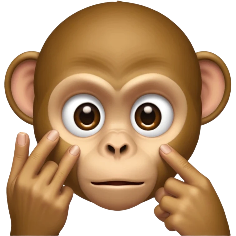 A monkey using one finger to pull his eyelid down to expose more eye emoji