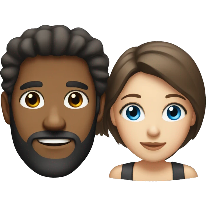 Brown man with beard and white woman with blue eyes and brunette hair emoji
