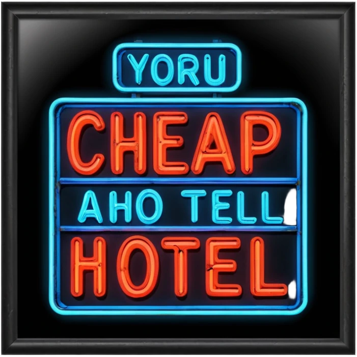 Hotel barato con letrero de neón. emoji