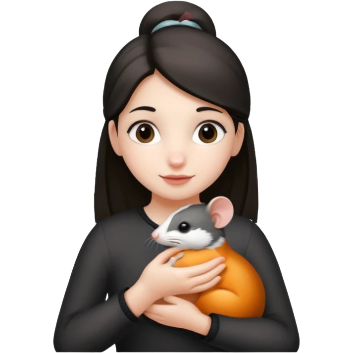 Девочка с двумя крысами на руках белой и чёрной emoji