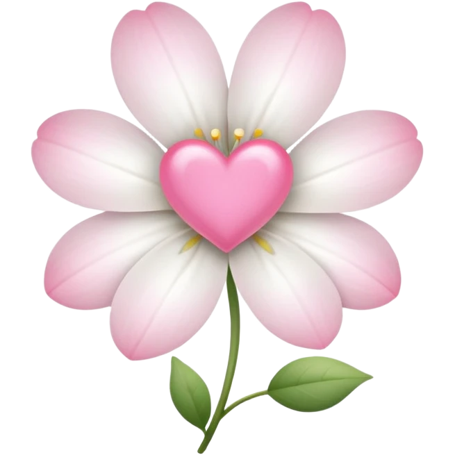white flower with mini pink heart center emoji