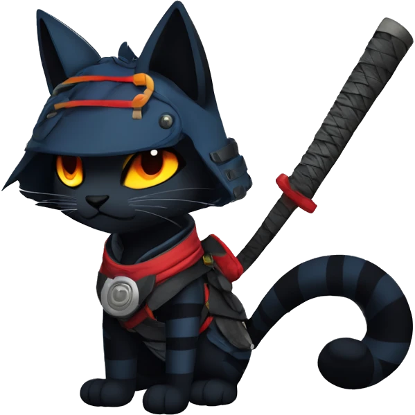 Edgy Shy Anthro Samurai cool pretty dark Litten-Pokémon-cat-fursona-animal techwear Bandages gloves socks emoji