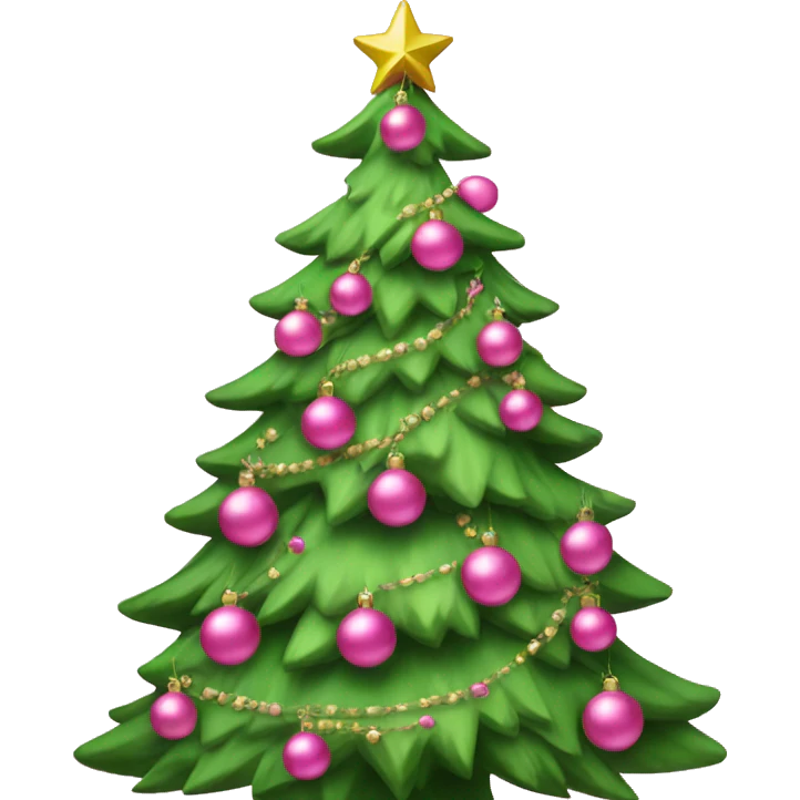 green christmas tree decorated in pink ornaments  emoji