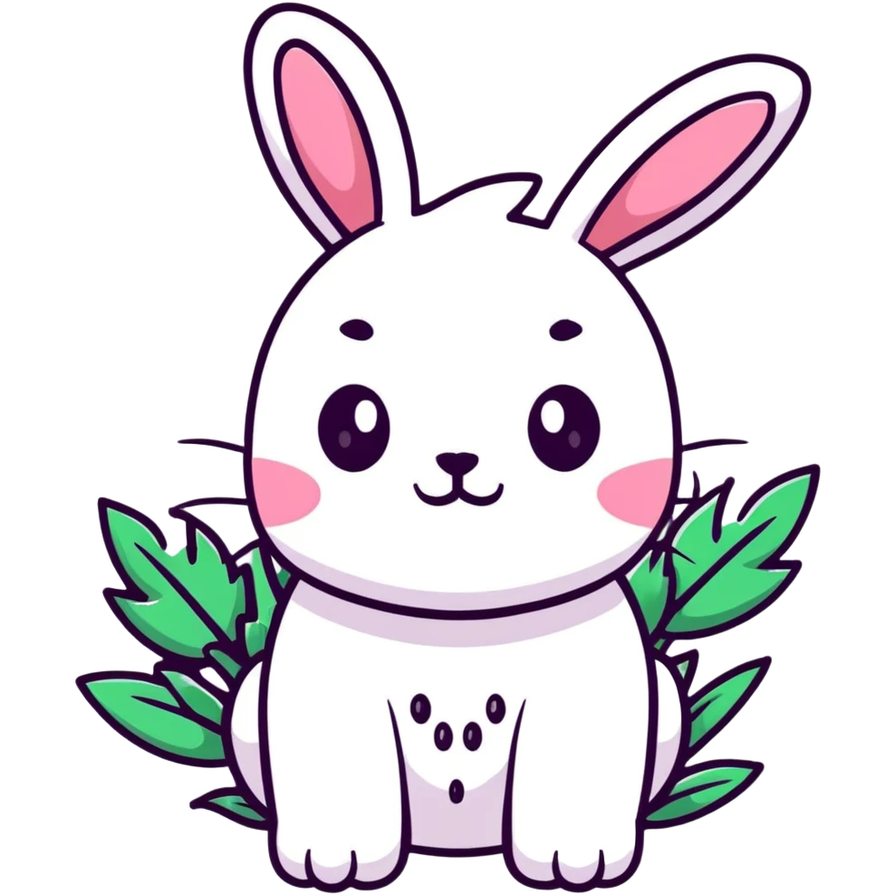 Kawaii bunny plant dragon with tiny spikes, extremely cute, giant sparkly eyes, blushing cheeks, pastel colors, small mouth, adorable expression emoji