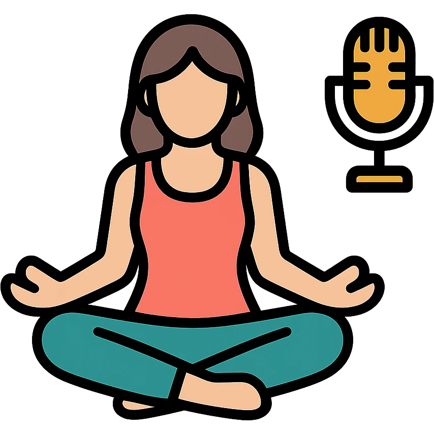 woman doing yoga with a microphone icon with color outline emoji
