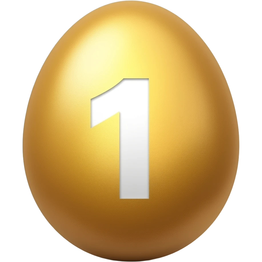 golden egg with white number 1 emoji