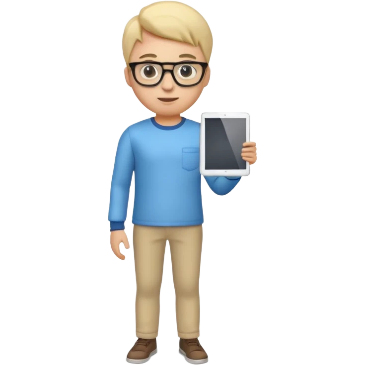 3D imoji of Young man who is graphics design full body stand emoji