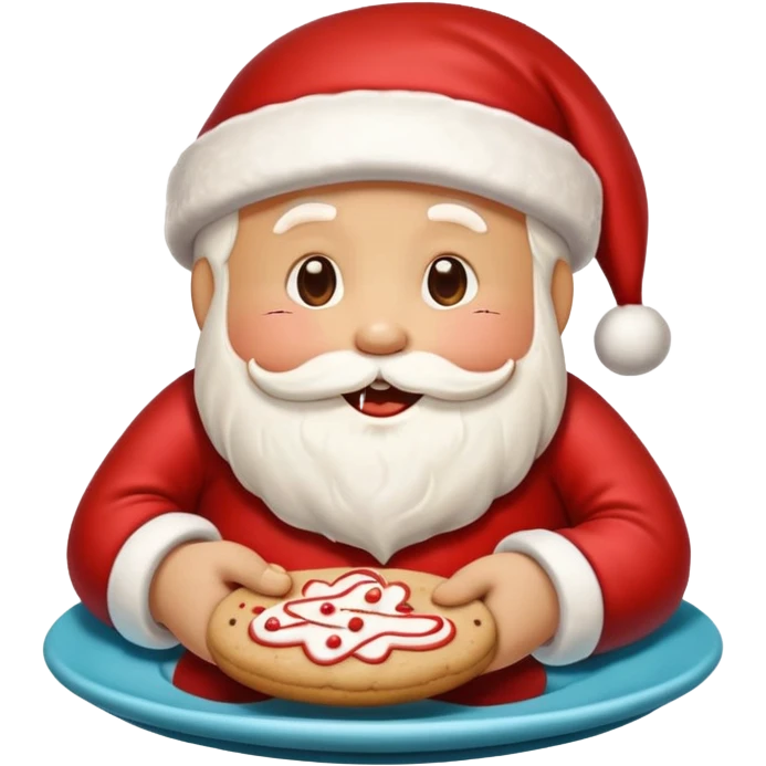 “A cute Christmas-themed Santa cookie, decorated with red and white icing, smiling face, sitting on a small plate, cartoon-style, vibrant colors, festive and cozy mood” emoji