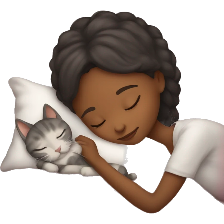 Girl sleeping with cat emoji