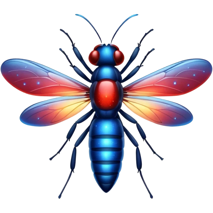 glitter red and blue firefly emoji