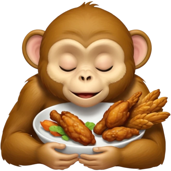 Monkey sleeping and eating wings emoji