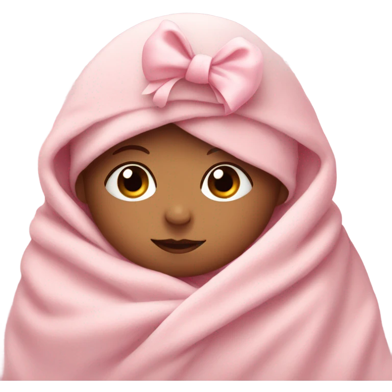 baby with bow in pink blanket emoji