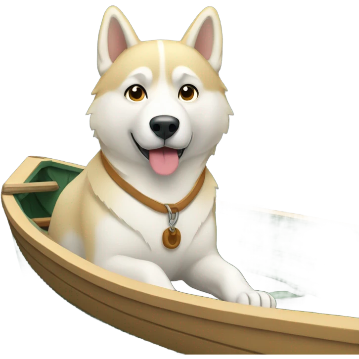 a light dorée  Husky in a boat  emoji