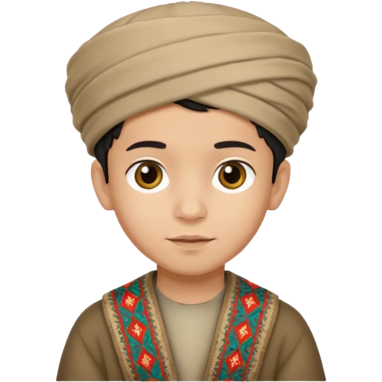 Creat a afghan boy with afghan pacol hat one the head emoji