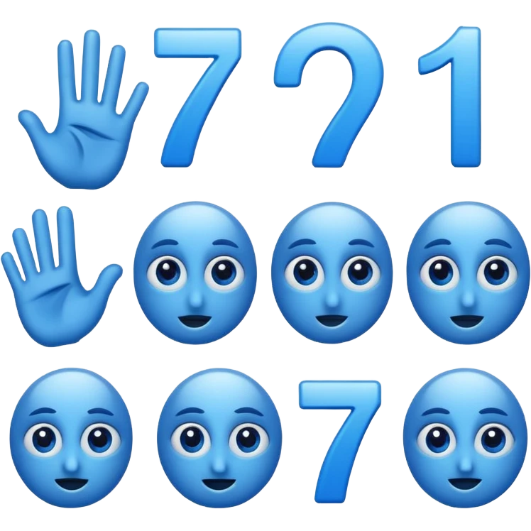 Make 6 and 7 numbers has eyes and hand and make it blue emoji