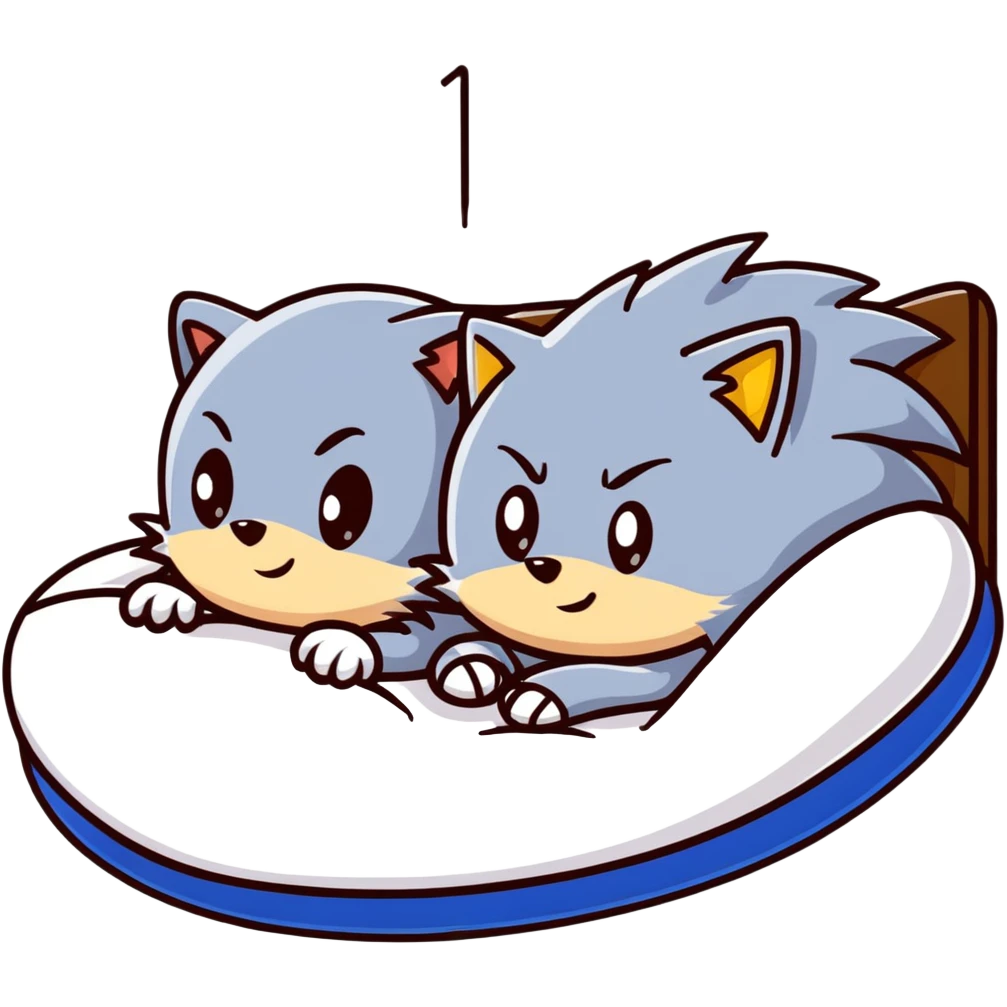 Sonic and Silver hedgehog characters resting on a bed emoji