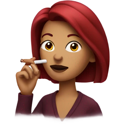 burgundy haired woman smoking emoji