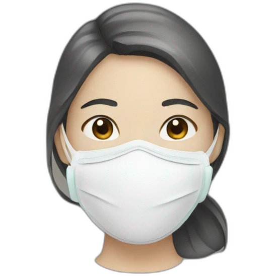 Asian woman wearing white respirator mask emoji