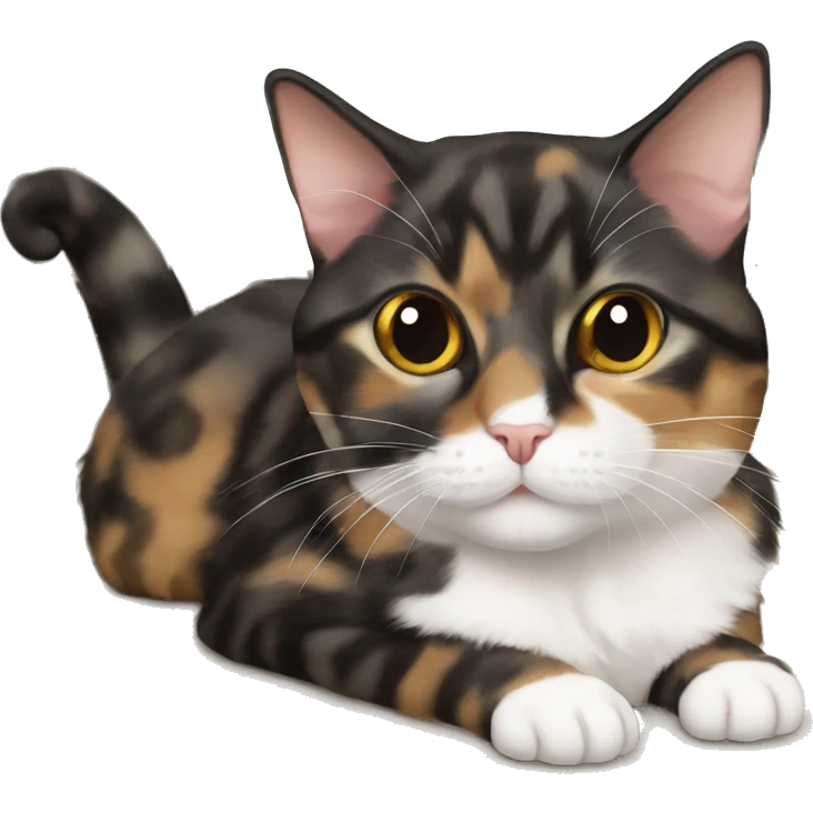 Tortie munchkin cat laying emoji