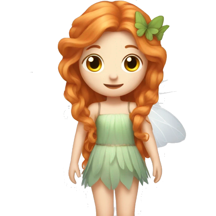 a white skin fairy, long ginger hair and wings emoji