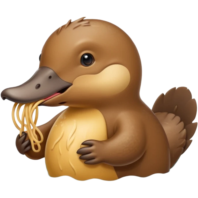 Platypus eating noodle emoji