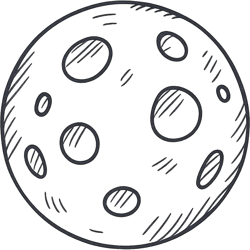hand-drawn outlined blood moon icon emoji